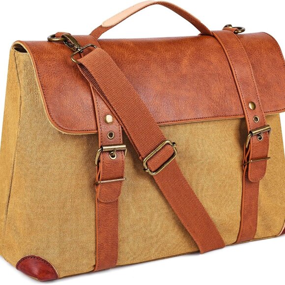 Adjustable Straps Brown Laptop Messenger Bag – Stylish & Secure Crossbody Case - Picture 2 of 7